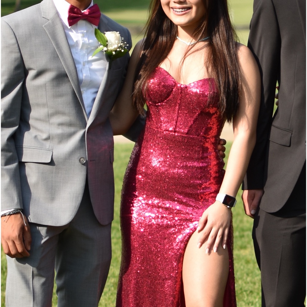 Magenta prom dress from b darlin from Macy’s!